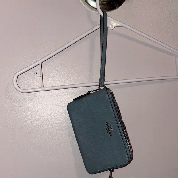 Coach Blue/Green Leather Wristlet - Picture 5 of 5